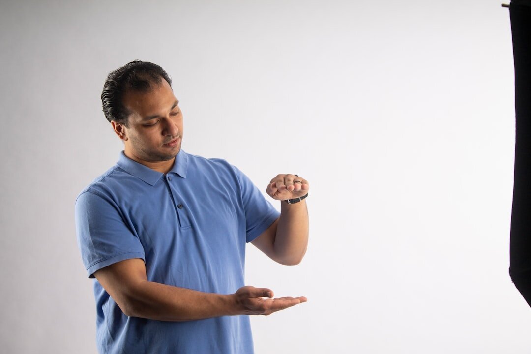 Business presentation with gestures